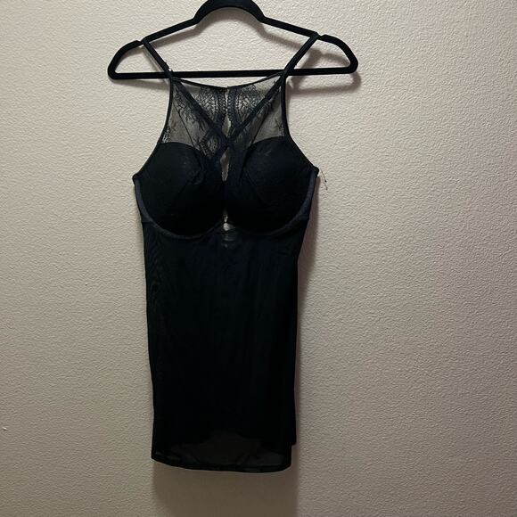 Auden Intimates Black Lace Sheer Babydoll Chemise Slip Size Large - Picture 3 of 9